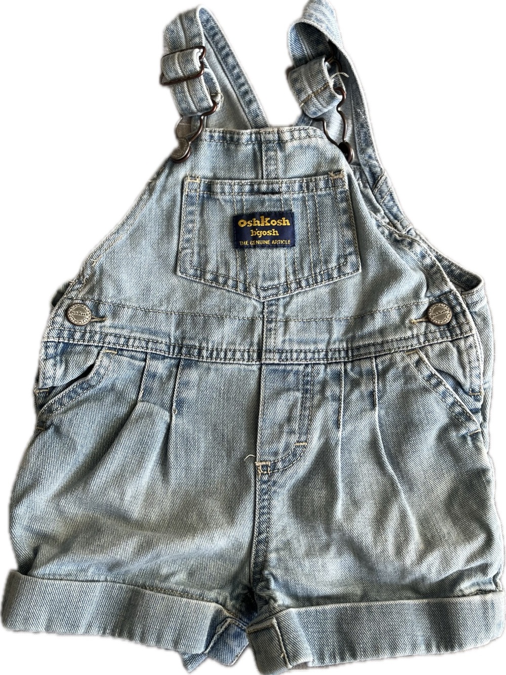 Vintage OshKosh B’Gosh Denim Shortalls Baby 9M Light Wash